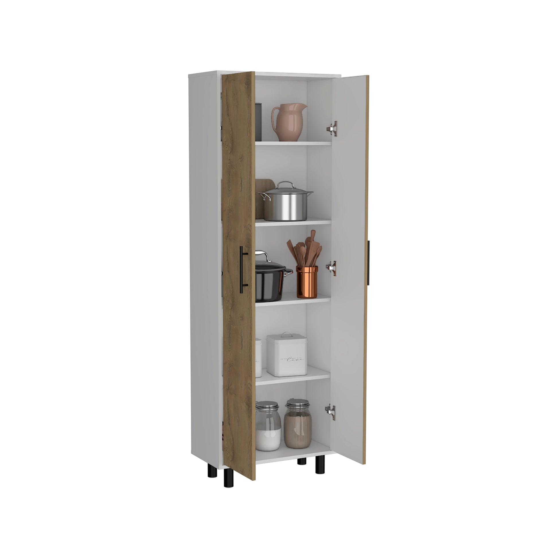 Multistorage Manacor, Five Shelves, Macadamia And White Finish Multicolor Particle Board