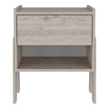 Nightstand Ferku, Open Shelf, One Drawer, Light Gray Finish Light Gray Particle Board