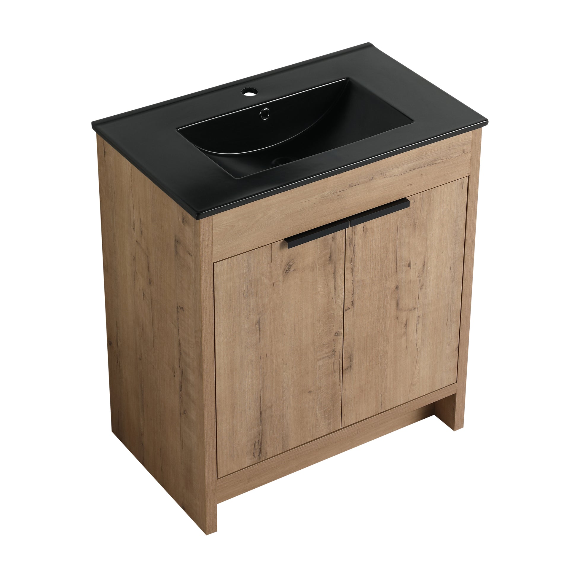 30" Freestanding Bathroom Cabinet With Basin & 2 Soft Close Cabinet Doors Kd Packing ,Bvb02430Imo Bl9075Bk Imitative Oak 2 Plywood