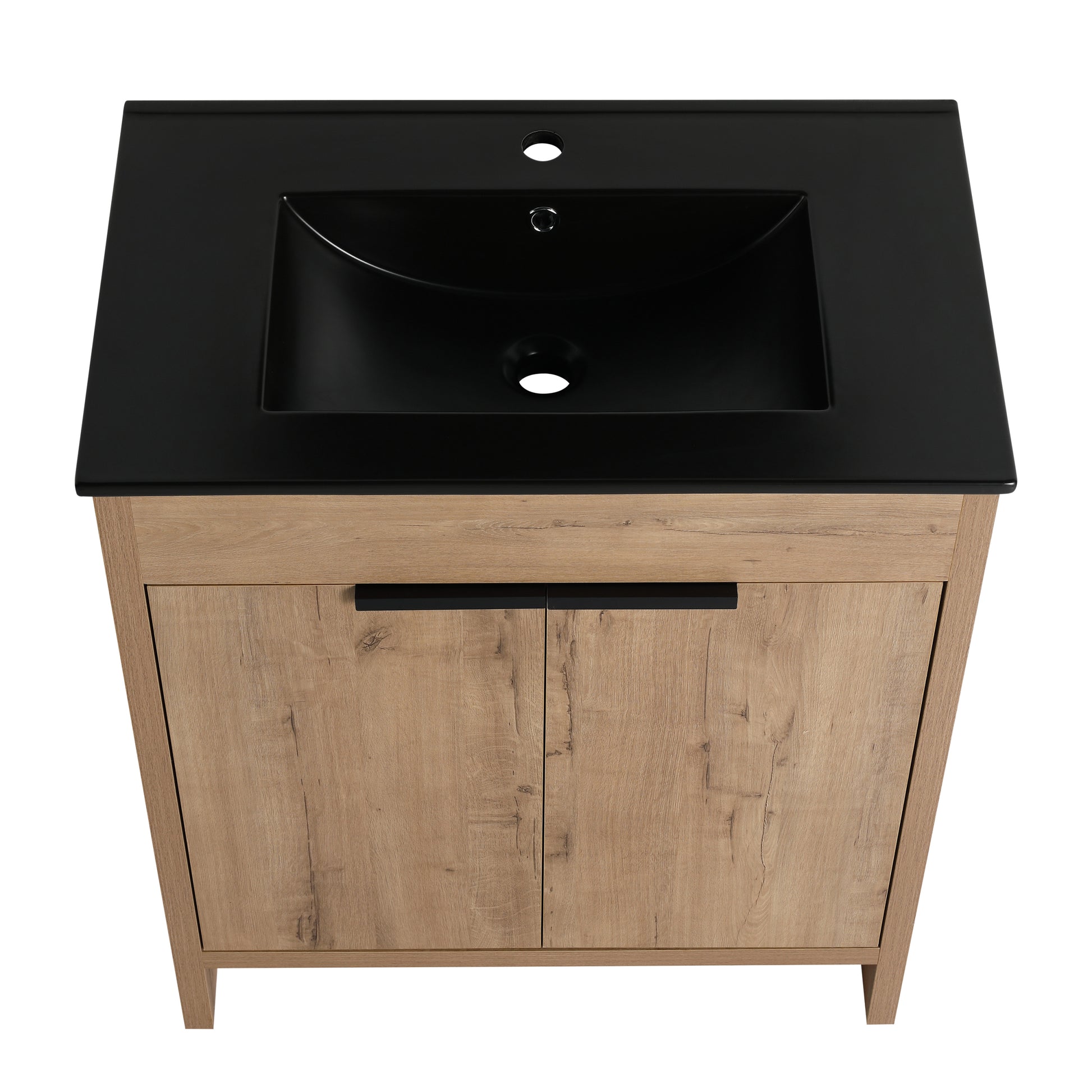 30" Freestanding Bathroom Cabinet With Basin & 2 Soft Close Cabinet Doors Kd Packing ,Bvb02430Imo Bl9075Bk Imitative Oak 2 Plywood