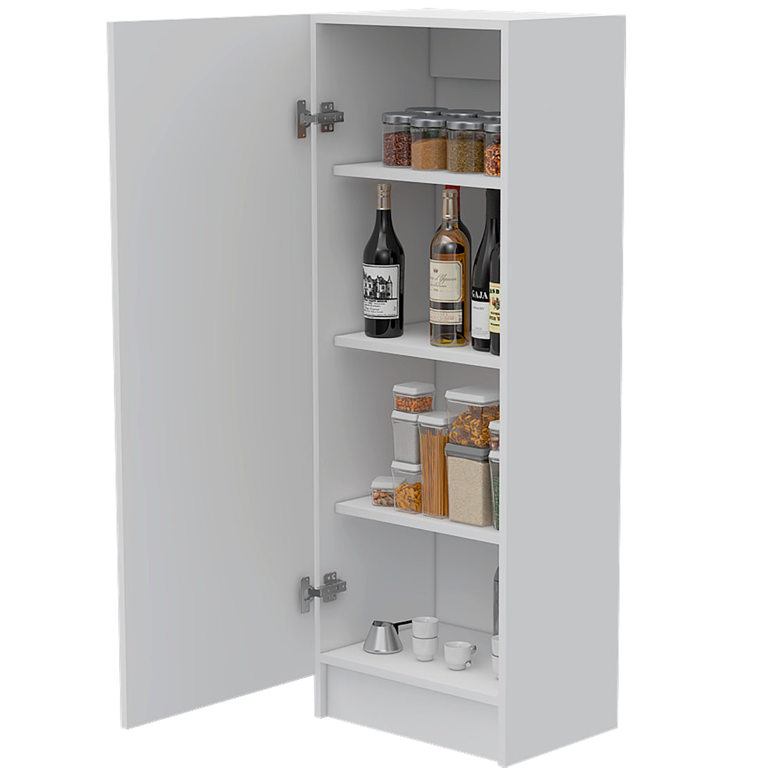 Pantry Miami, Single Door Cabinet, White Finish White Particle Board