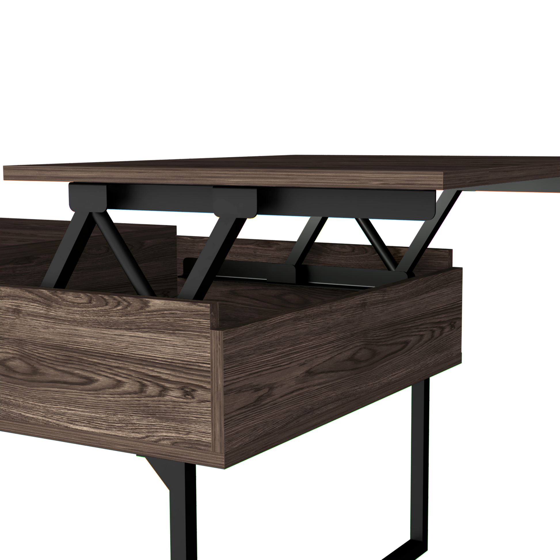 Lift Top Coffee Table With Drawer Vezu, Dark Walnut Finish Brown Particle Board