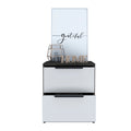 Nightstand Cervants, Two Drawers, Metal Handle, Smokey Oak White Finish Multicolor Particle Board