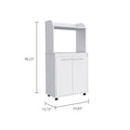 Kitchen Cart Totti, Double Door Cabinet, One Open Shelf, Two Interior Shelves, White Finish White Particle Board