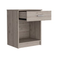 Nightstand Coco, Single Drawer, Lower Shelf, Light Gray Finish Light Gray Particle Board