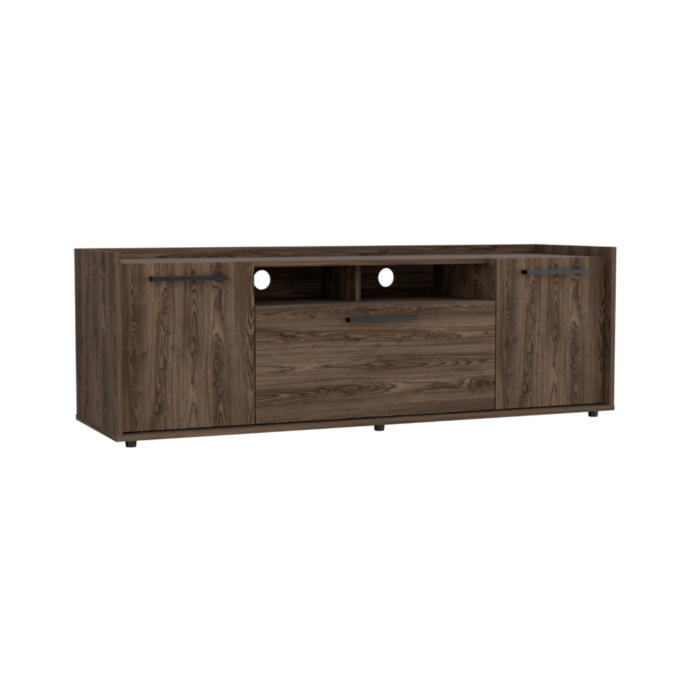 Tv Stand For Tv S Up 55" Dext, One Cabinet, Double Door, Dark Walnut Finish Walnut 50 59 Inches Particle Board