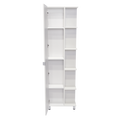 Corner Cabinet Womppi, Five Open Shelves, Single Door, White Finish White Particle Board