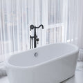Freestanding Bathtub Faucet With Hand Shower Matte Black Metal