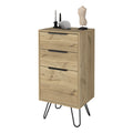 Light Dresser Skyoner, Hairpin Legs, Superior Top,Three Drawers, Light Oak Finish Light Oak Particle Board