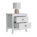 Nightstand More, Two Shelves, Four Legs, White Finish White Particle Board