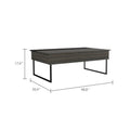 Lift Top Coffee Table Wuzz, Two Legs, Two Shelves, Carbon Espresso Black Wengue Finish Espresso Particle Board