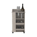 Bar Cart with Two Side Shelves Beaver, Glass Door and gray-particle board