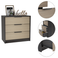 3 Drawers Dresser Maryland, Superior Top, Black Wengue Pine Finish Multicolor Particle Board