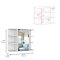 Medicine Cabinet Milano, Six External Shelves Mirror, White Finish White Particle Board