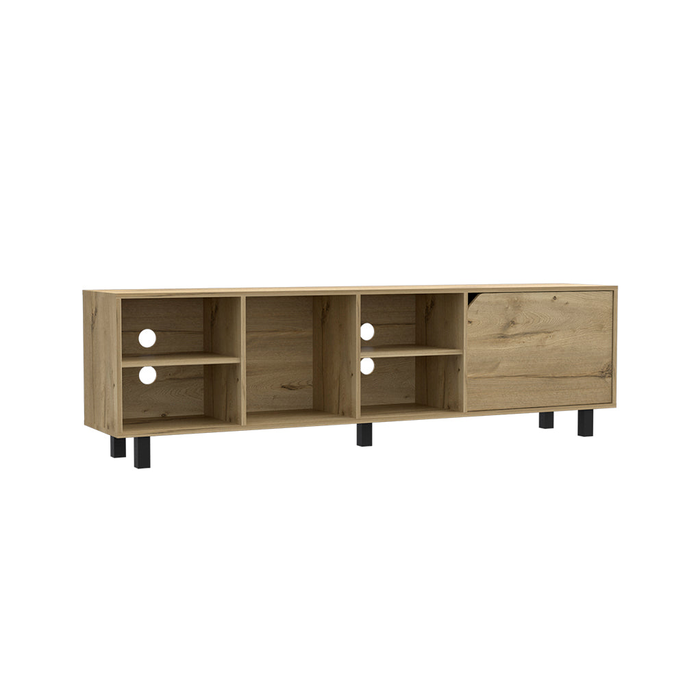 Tv Stand For Tv S Up 70" Estocolmo, Four Open Shelves, Light Oak Finish Light Oak 50 59 Inches Particle Board