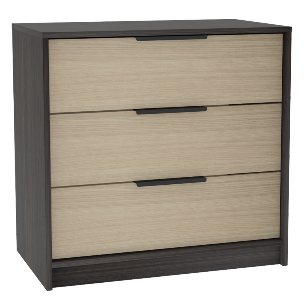 3 Drawers Dresser Maryland, Superior Top, Black Wengue Pine Finish Multicolor Particle Board