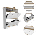 Shoe Rack Dublin, One Open Shelf, Two Extendable Cabinets, Light Oak White Finish Light Oak Particle Board