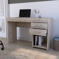 Computer Desk Limestone, Two Drawers, Light Gray Finish Light Gray Particle Board