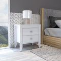 Nightstand More, Two Shelves, Four Legs, White Finish White Particle Board