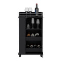 Bar Cart with Two Side Shelves Beaver, Glass Door and black-particle board