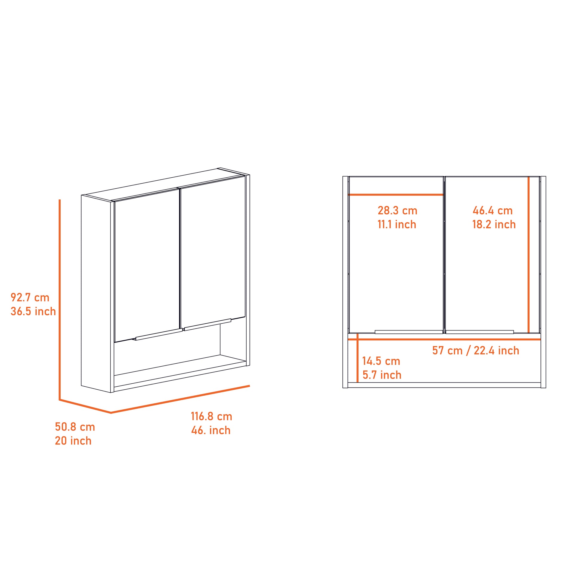 Medicine Cabinet With Mirror Lexington,Three Internal Shelves, Light Gray Finish Light Gray Particle Board