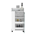 Bar Cart with Two Side Shelves Beaver, Glass Door and white-particle board