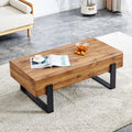 Rustic Mdf Coffee Table With Metal Legs Natural Wood Tone Elegance For Your Space Wood Mdf