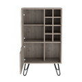 L Bar Cabinet Silhill, Eight Wine Cubbies, Two Cabinets With Single Door, Light Gray Finish Light Gray Particle Board