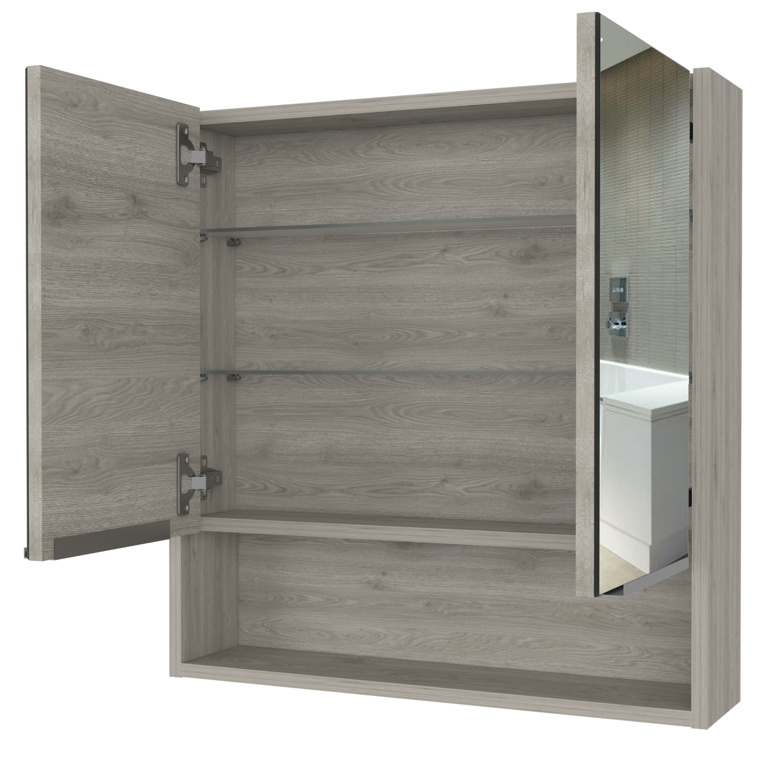 Medicine Cabinet With Mirror Lexington,Three Internal Shelves, Light Gray Finish Light Gray Particle Board