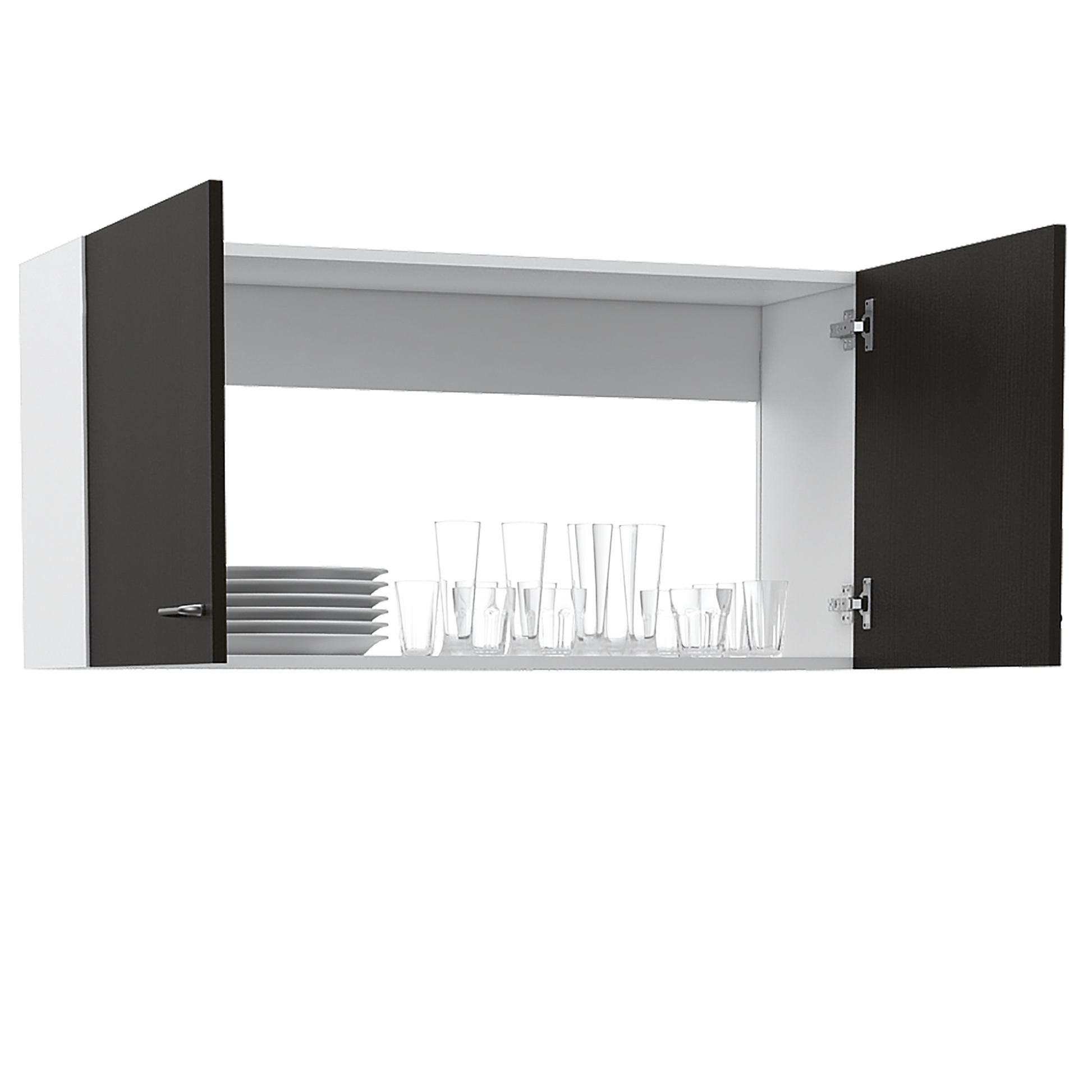 Wall Cabinet Toran, Two Shelves, Double Door, Black brown-particle board