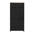 Slim Shoe Cabinet Set With 4 Flip Drawers, Wood Grain Pattern Top Shoe Storage Solution With Adjustable Panel, Modern Style Shoe Rack With Drawers For Hallway, Black 5 Or More Drawers Black Primary Living Space Adjustable Shelves Particle Board