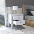 Nightstand More, Two Shelves, Four Legs, White Finish White Particle Board