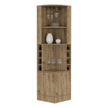 Bar Cabinet Papprika, 8 Wine Cubbies, Double Door, Dark Brown Finish Dark Brown Particle Board