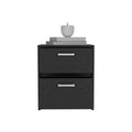 Nightstand Chequered, Two Drawers, Black Wengue Finish Black Particle Board