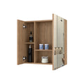 Medicine Cabinet Prague, Four Internal Shelves, Single Door, Pine Finish Beige Particle Board