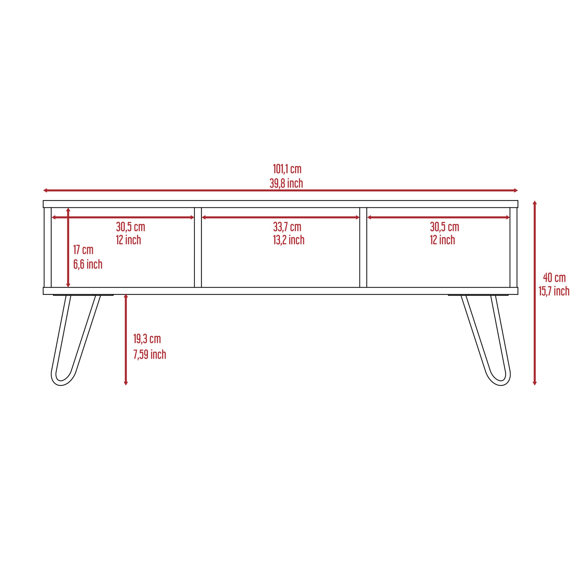 Coffee Table Minnesota, Two Shelves, Carbon Espresso Finish Espresso Particle Board