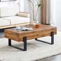 Rustic Mdf Coffee Table With Metal Legs Natural Wood Tone Elegance For Your Space Wood Mdf