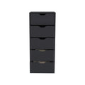 Dresser Kamran, Five Drawers Narrow, Black Wengue Finish Black Particle Board