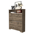 Shoe Rack Dublin, One Open Shelf, Two Extendable Cabinets, Dark Brown Finish Dark Brown Particle Board