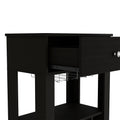 Bar Cart Bayamon, Twelve Wine Cubbies, Four Legs, Black Wengue Finish Black Particle Board