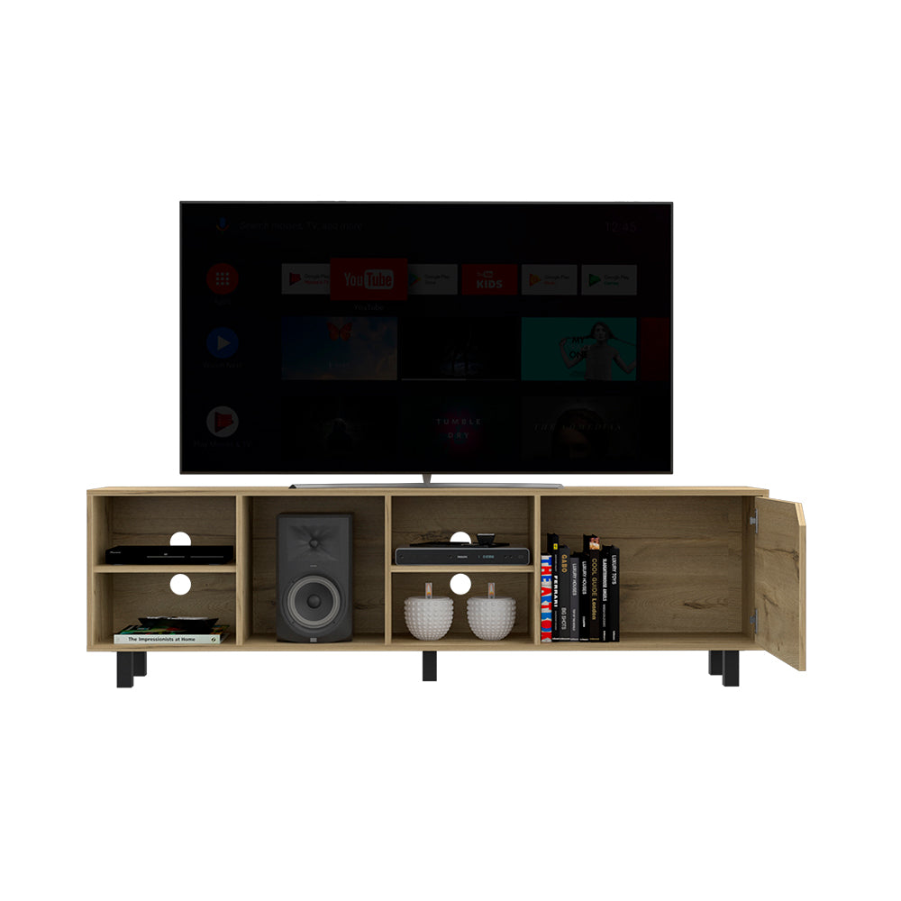 Tv Stand For Tv S Up 70" Estocolmo, Four Open Shelves, Light Oak Finish Light Oak 50 59 Inches Particle Board