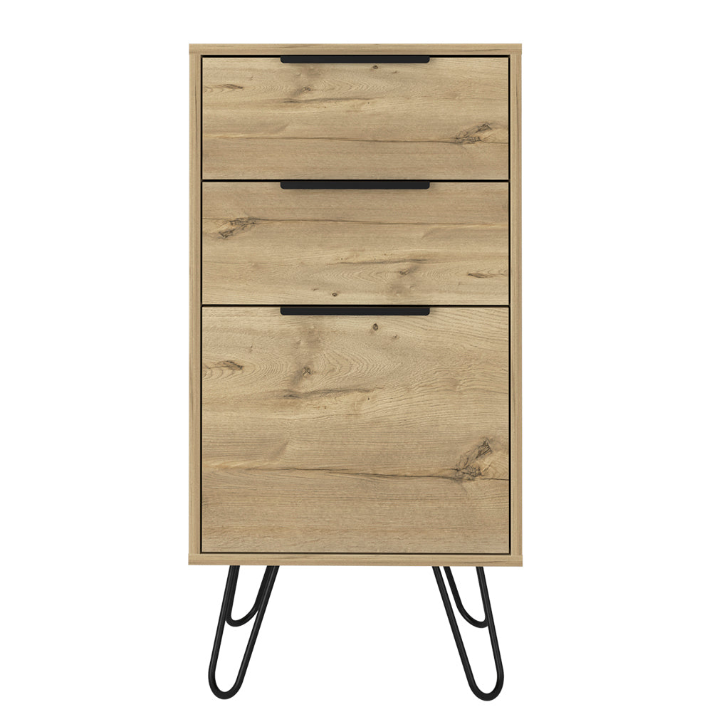 Light Dresser Skyoner, Hairpin Legs, Superior Top,Three Drawers, Light Oak Finish Light Oak Particle Board