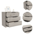 3 Drawers Dresser Maryland, Superior Top, Light Gray Finish Light Gray Particle Board