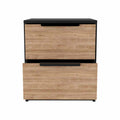 Nightstand Cervants, Two Drawers, Metal Handle, Black Wengue Pine Finish Multicolor Particle Board