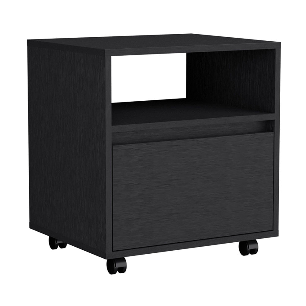 Nightstand Munyochi, One Drawer, Black Wengue