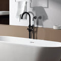 Freestanding Bathtub Faucet With Hand Shower Matte Black Metal