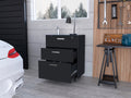 3 Drawers Storage Cabinet With Casters Lions Office, Black Wengue Finish Gray Particle Board