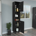 Pantry Cabinet Almada, Three Interior Shelves, Black Wengue Finish Black Particle Board