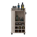 Bar Cart with Casters Reese, Six Wine Cubbies and gray-particle board
