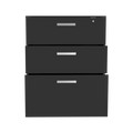 3 Drawers Storage Cabinet With Casters Lions Office, Black Wengue Finish Gray Particle Board